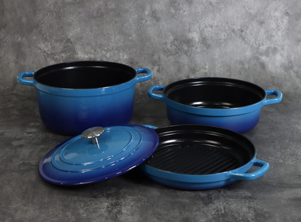 4-Piece Enameled Cast Iron Stackable Cookware Set