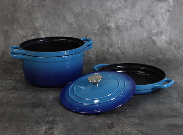 4-Piece Enameled Cast Iron Stackable Cookware Set