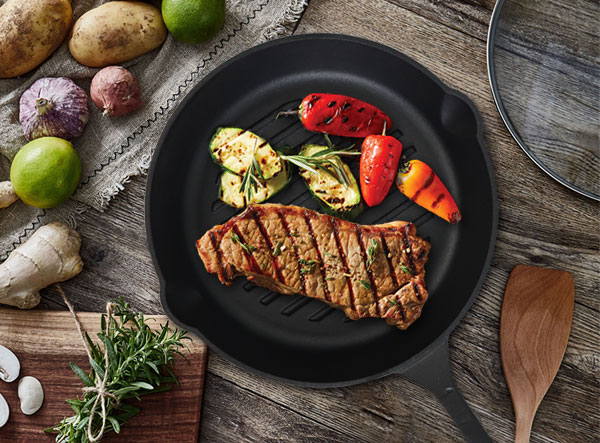 Sarchi 10" Round Pre-Seasoned Cast Iron Grill Pan