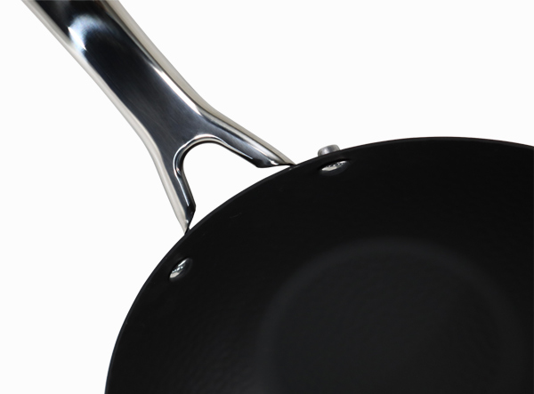 Matte Pre-seasoned Coating Hammered Iron Wok with SS Handle