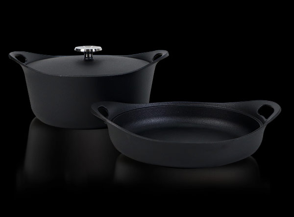 Stackable Cast Iron BBQ Cooking Set with Detachable Handles