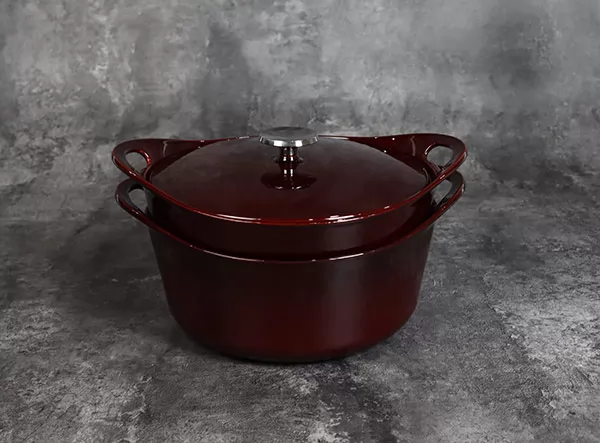 Enameled 2 Piece Cast Iron Stack Pots Set with Removable Handle