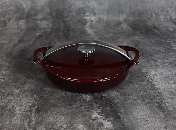 Enameled 2 Piece Cast Iron Stack Pots Set with Removable Handle