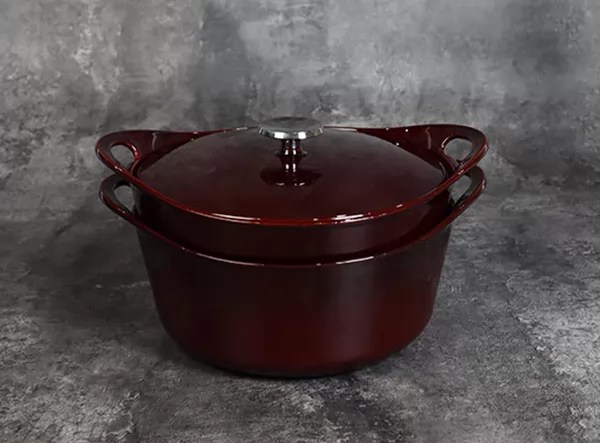 Enameled 2 Piece Cast Iron Stack Pots Set with Removable Handle