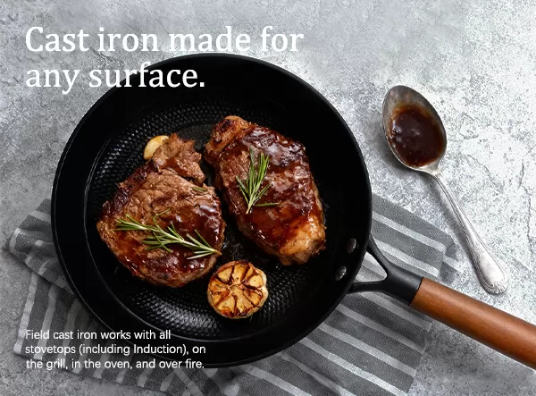 Custom Lightweight Nonstick Cast Iron Frying Pan Wooden Handle