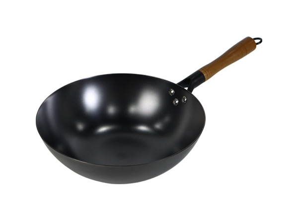 Lightweight 11.8 inch Flat-bottom Nitrided Cast Iron Wok