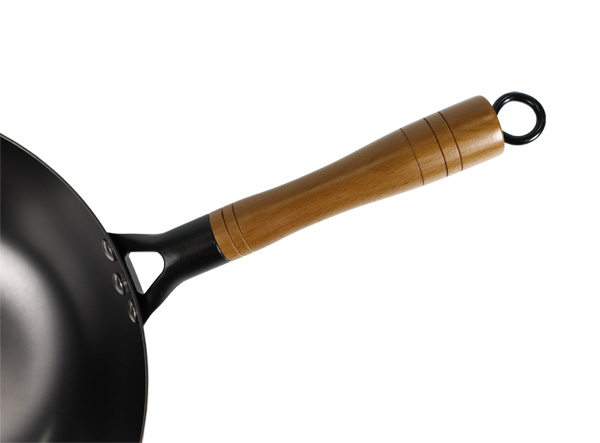 Lightweight 11.8 inch Flat-bottom Nitrided Cast Iron Wok