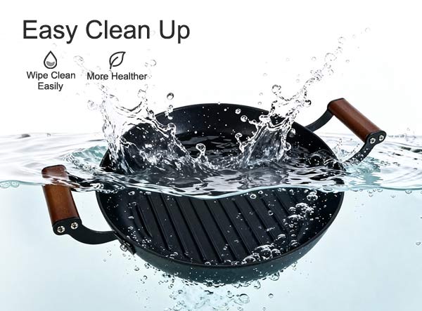 Restaurant-Grade Dual Handle Lightweight Cast Iron Grill Pan