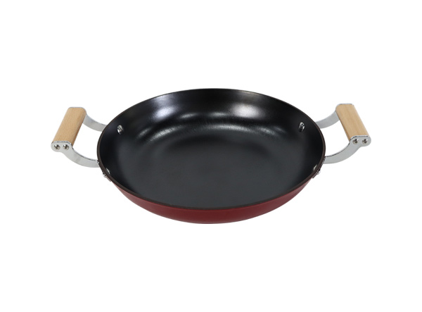 Double Handle Light Weight Cast Iron Fry Pan with Enamel Coating