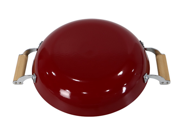 Double Handle Light Weight Cast Iron Fry Pan with Enamel Coating