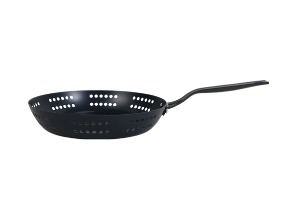 Outdoor Carbon Steel Perforated Grill Skillet | Non-Stick BBQ Pan for Vegetables & Seafood