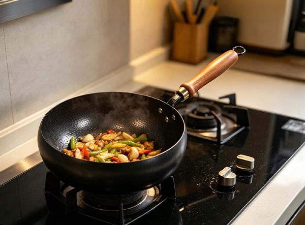 Wholesale Carbon Steel Stir Fry Wok - Nitrided Non-Stick Hammered Wok Pan for Restaurant & Home Cooking