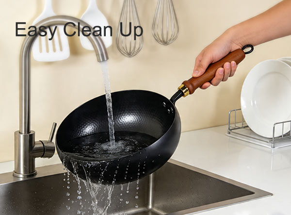 Wholesale Carbon Steel Stir Fry Wok - Nitrided Non-Stick Hammered Wok Pan for Restaurant & Home Cooking