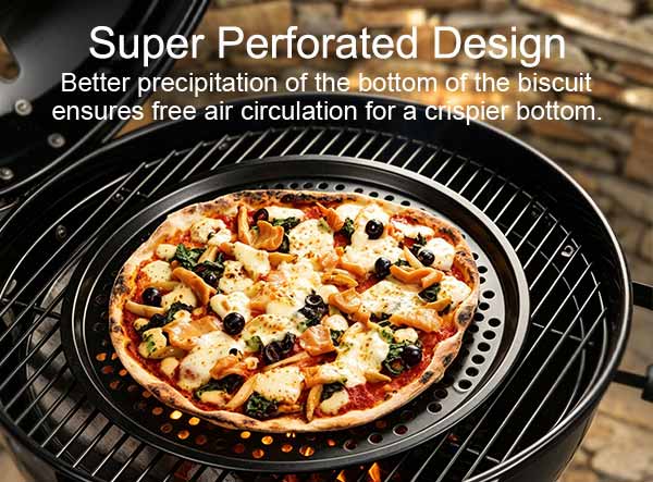 Custom Nonstick Perforated Carbon Steel Pizza Tray for Oven
