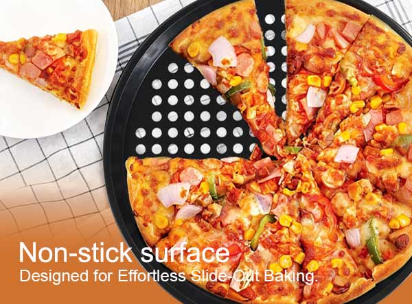 Custom Nonstick Perforated Carbon Steel Pizza Tray for Oven
