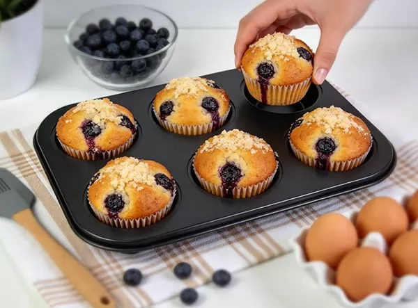 Food Grade Nonstick Carbon Steel Muffin Pan Heavy Duty Baking Tray for Bakery Restaurant