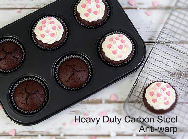 Food Grade Nonstick Carbon Steel Muffin Pan Heavy Duty Baking Tray for Bakery Restaurant