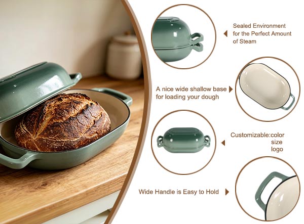 Private Label 2 in 1 Enameled Cast Iron Sourdough Bread Oven