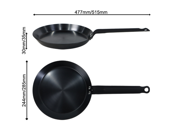 Nitriding 10 Inch Round Carbon Steel Frypan