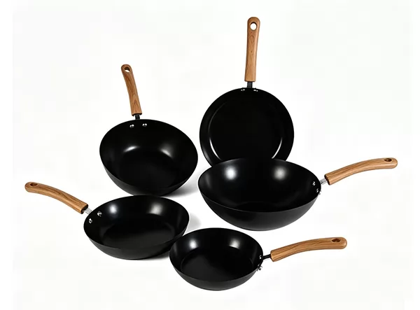 Ceramic Non-stick Nitrided Carbon Steel Fry Pan & Wok Kitchen Set