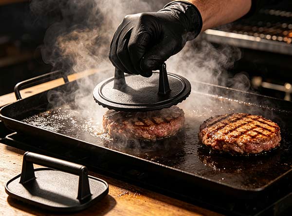 Premium Pre-Seasoned Cast Iron Grill Burger Press | Wholesale & OEM Supported