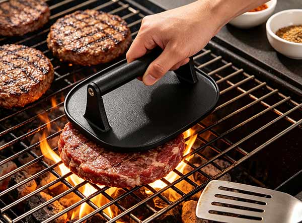 Premium Pre-Seasoned Cast Iron Grill Burger Press | Wholesale & OEM Supported