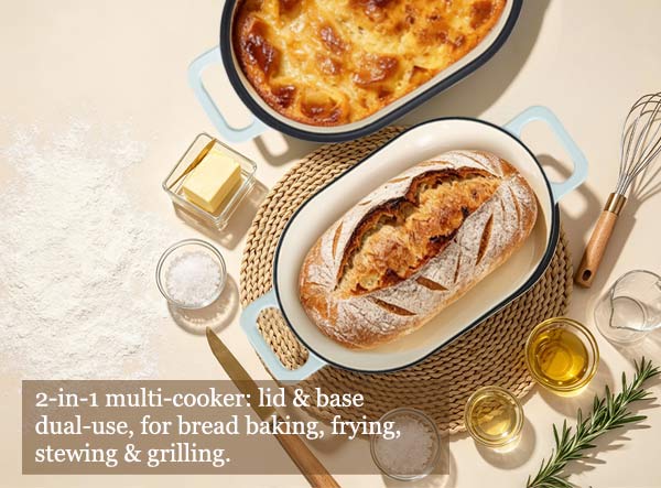 Enamel Cast Iron Oval Bread Oven | Dual Function Sourdough Baker Cloche Wholesaler