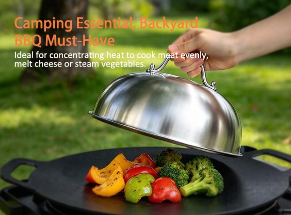 Heavy Duty Round Stainless Steel Basting Dome for Flat Top Griddle Grills